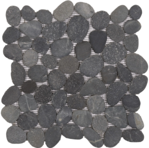 Black Rectified Matte Pebble Interlocking - stone tile